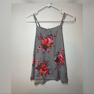 Say Anything Striped Floral Blouse Large